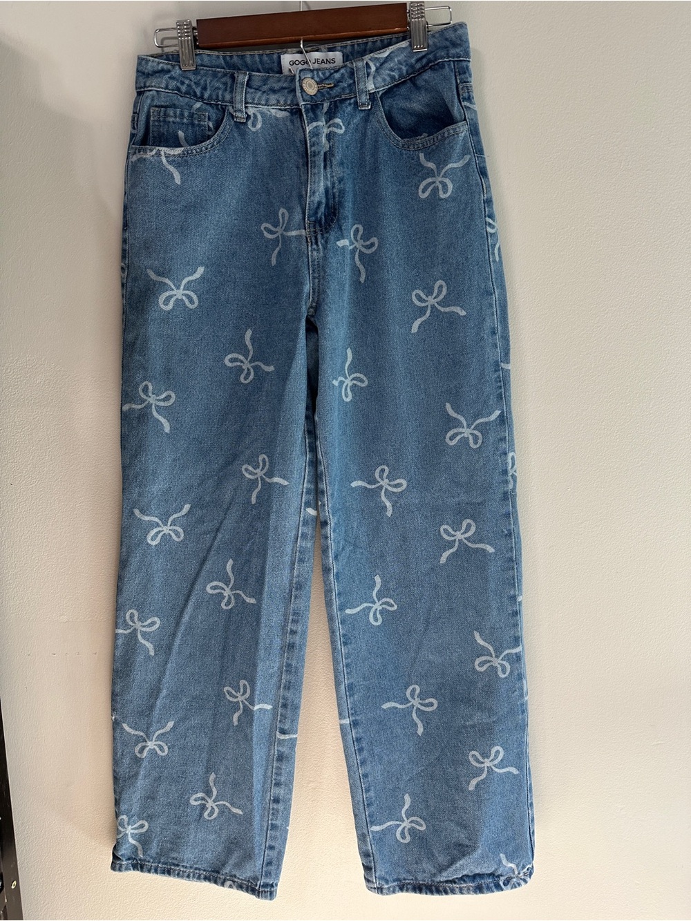 Gogo Jeans Straight Size 7/28 Bows High Rise Relaxed Fit Coquette